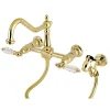Kingston Brass Wall Mount 8" Centerset Kitchen Faucet with Brass Sprayer