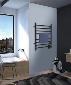 Kingston Brass Wall Mount Hardwired or Plug-In Towel Warmer in Matte Black