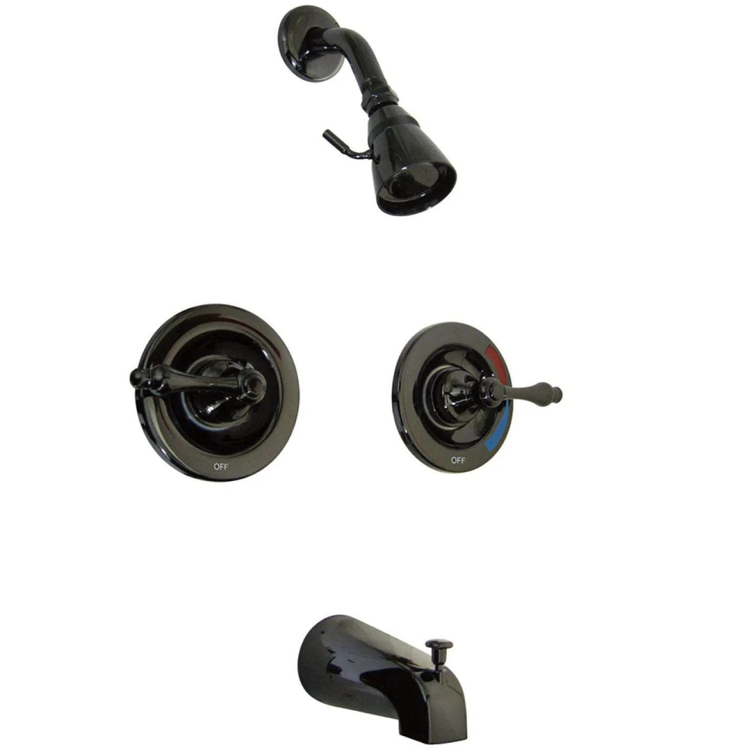 Kingston Brass Water Onyx NB660AL Twin Lever handle Pressure Balanced Tub and Shower Faucet with Volume Control