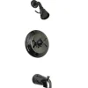 Kingston Brass Water Onyx NB3630AX Pressure Balanced Tub and Shower Faucet with Metal Cross Handle