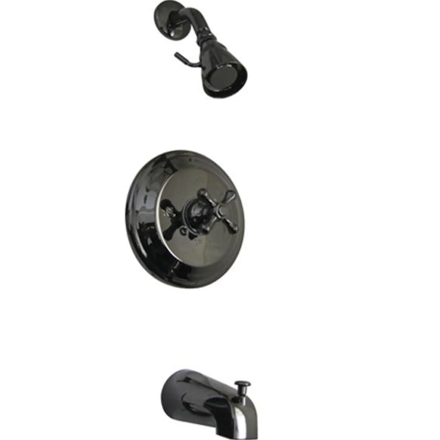 Kingston Brass Water Onyx NB3630AX Pressure Balanced Tub and Shower Faucet with Metal Cross Handle