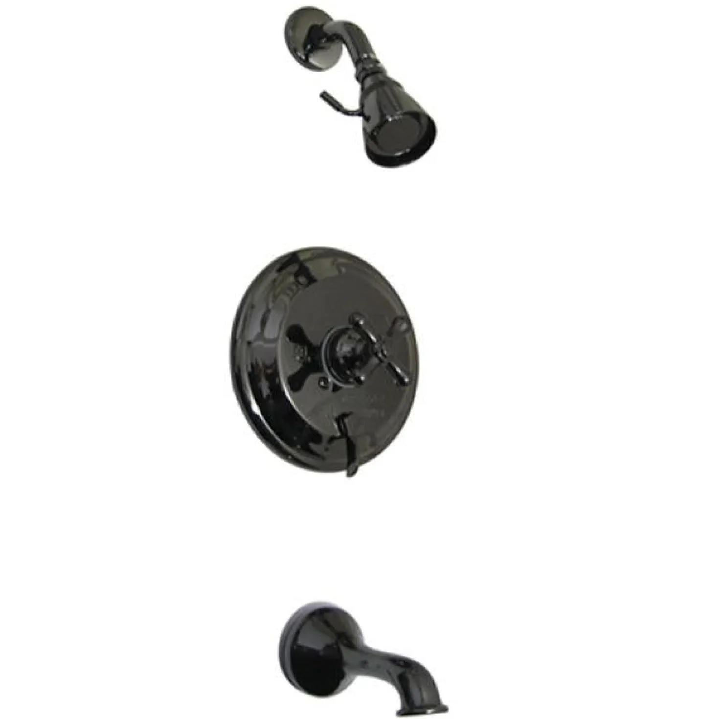 Kingston Brass Water Onyx NB36300AX Pressure Balanced Tub and Shower faucet with Metal Cross Handle and Vintage Spout