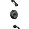Kingston Brass Water Onyx NB36300AL Pressure Balanced Tub and Shower Faucet with Metal Lever Handle and Vintage Spout