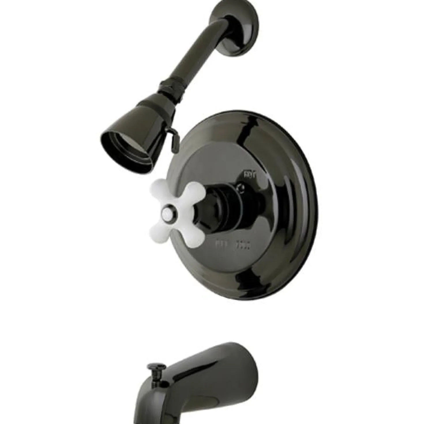 Kingston Brass Water Onyx NB3630PX Pressure Balanced Tub and Shower Faucet with Porcelain Cross Handle