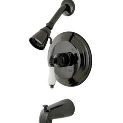 Kingston Brass Water Onyx NB3630PL Pressure Balanced Tub and Shower Faucet with Porcelain Lever Handle