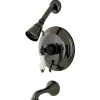 Kingston Brass Water Onyx NB36300PL Pressure Balanced Tub and Shower Faucet with Porcelain Lever Handle and Vintage Spout