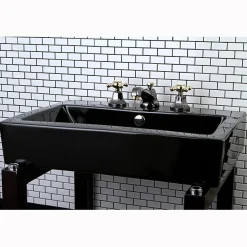 Kingston Brass Water Onyx 8" to 16" Widespread Lavatory Faucet with Brass Pop-up Drain