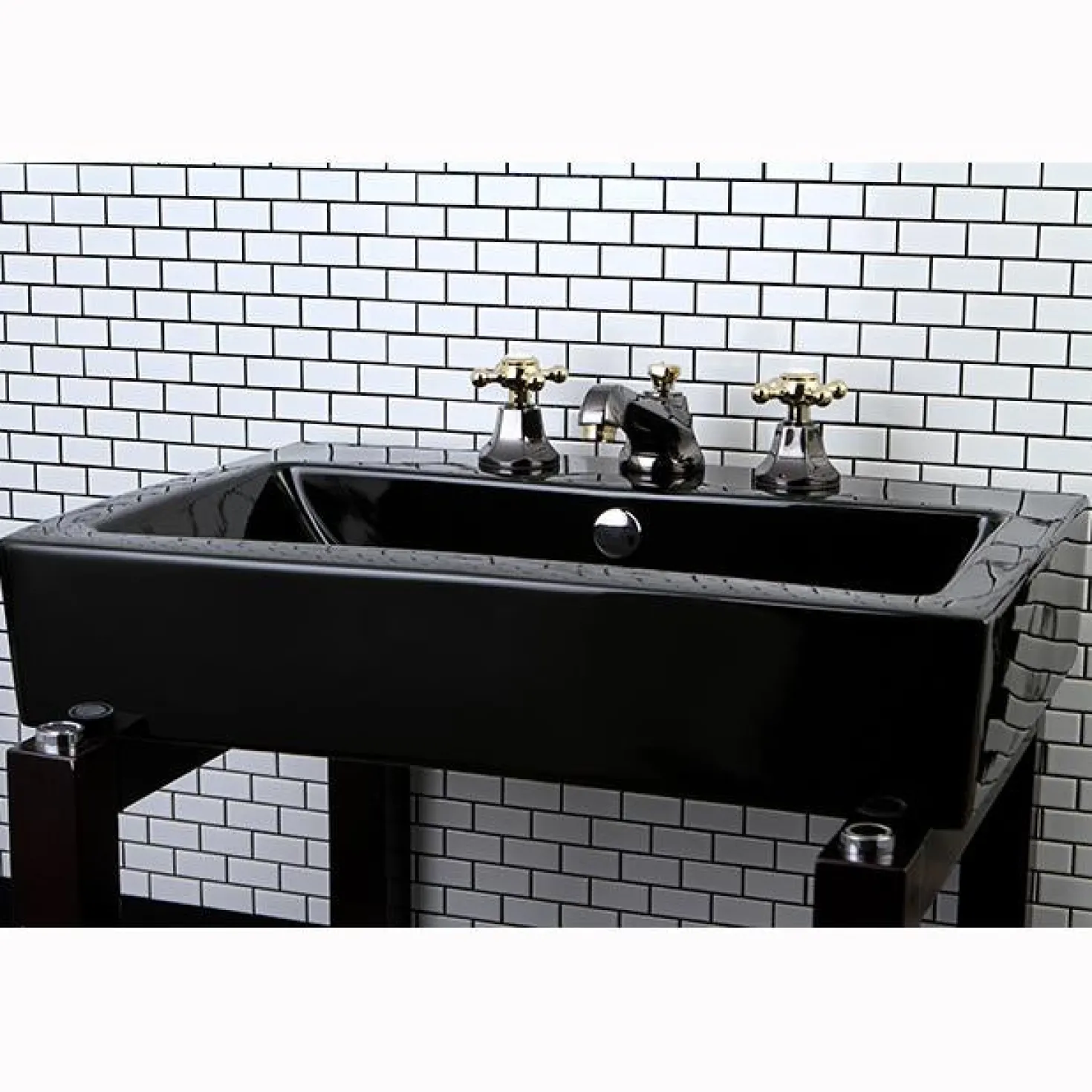 Kingston Brass Water Onyx 8" to 16" Widespread Lavatory Faucet with Brass Pop-up Drain