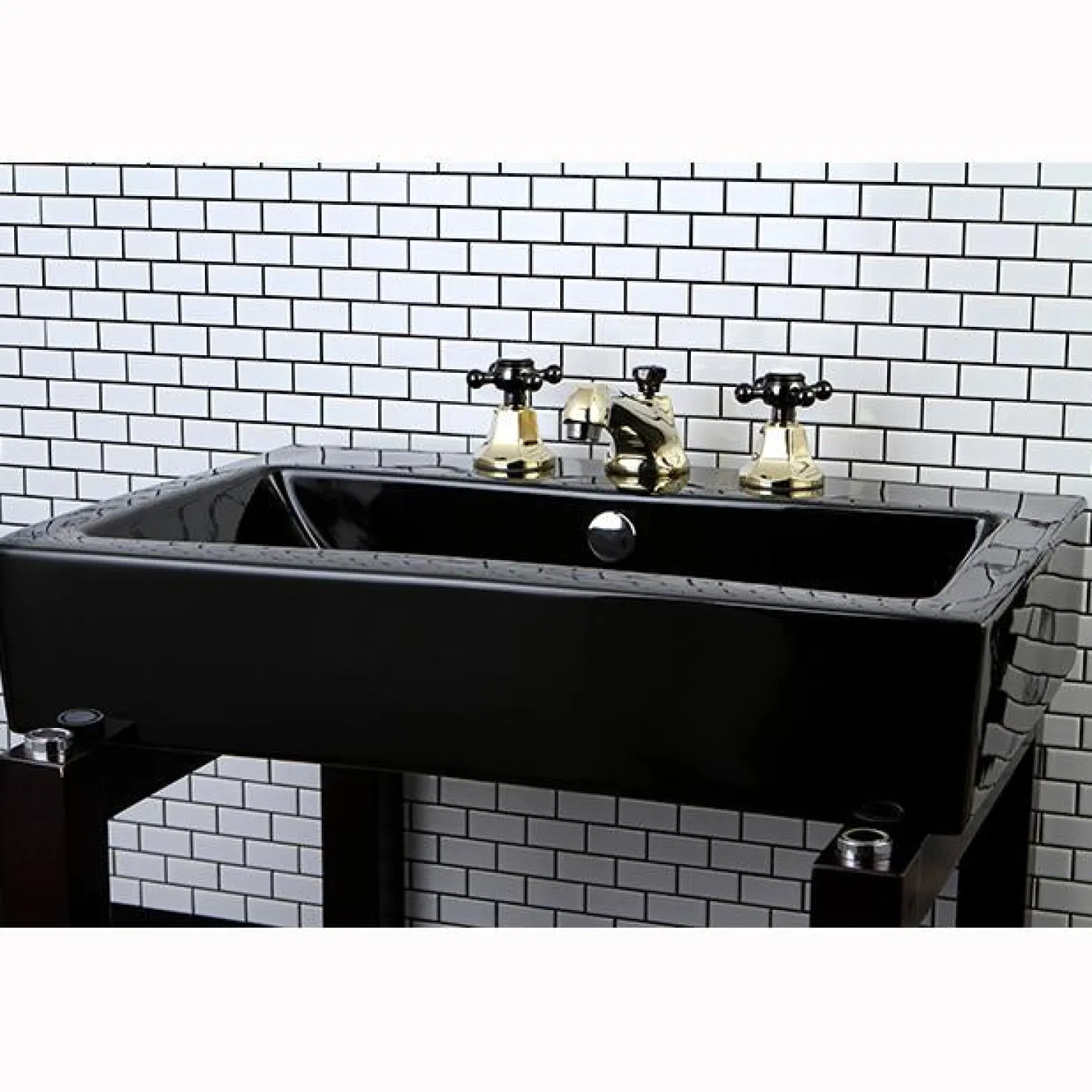 Kingston Brass Water Onyx 8" to 16" Widespread Lavatory Faucet with Brass Pop-up Drain