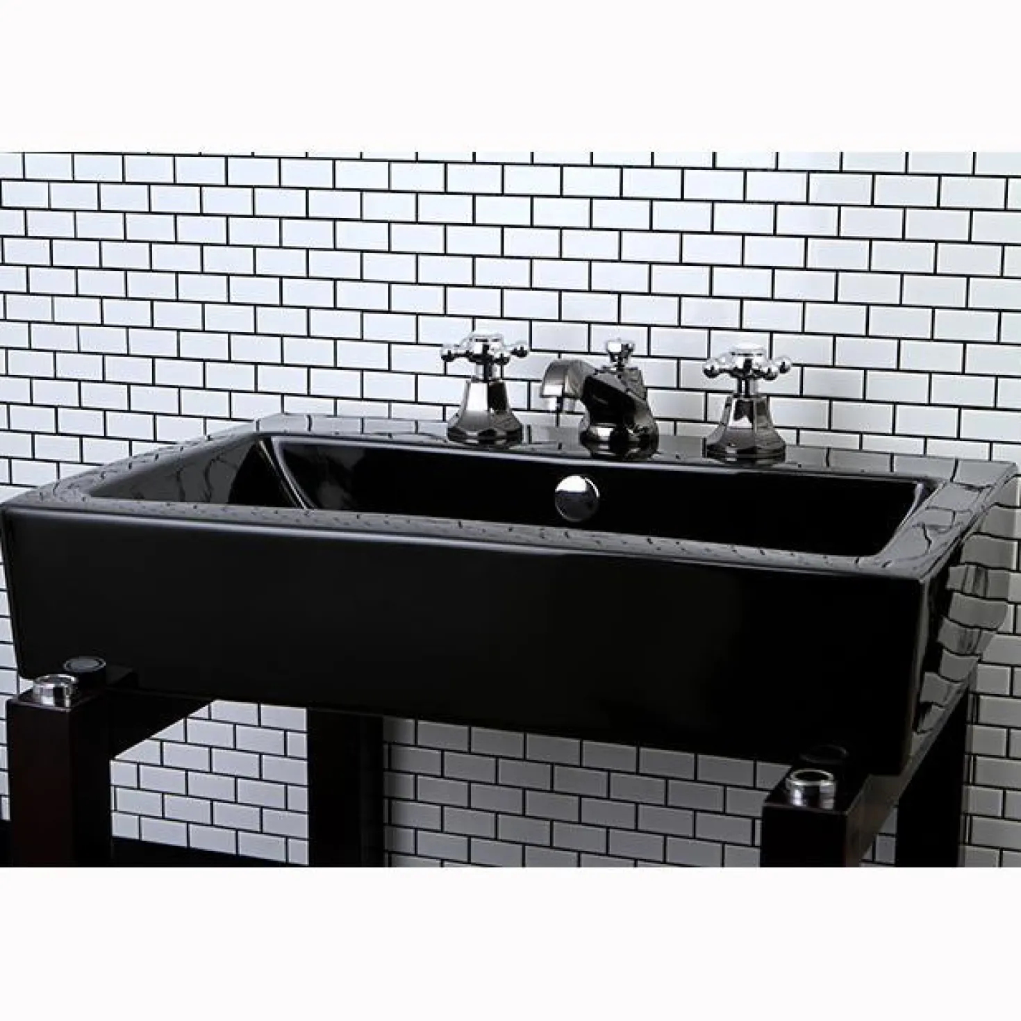 Kingston Brass Water Onyx 8" to 16" Widespread Lavatory Faucet with Brass Pop-up Drain