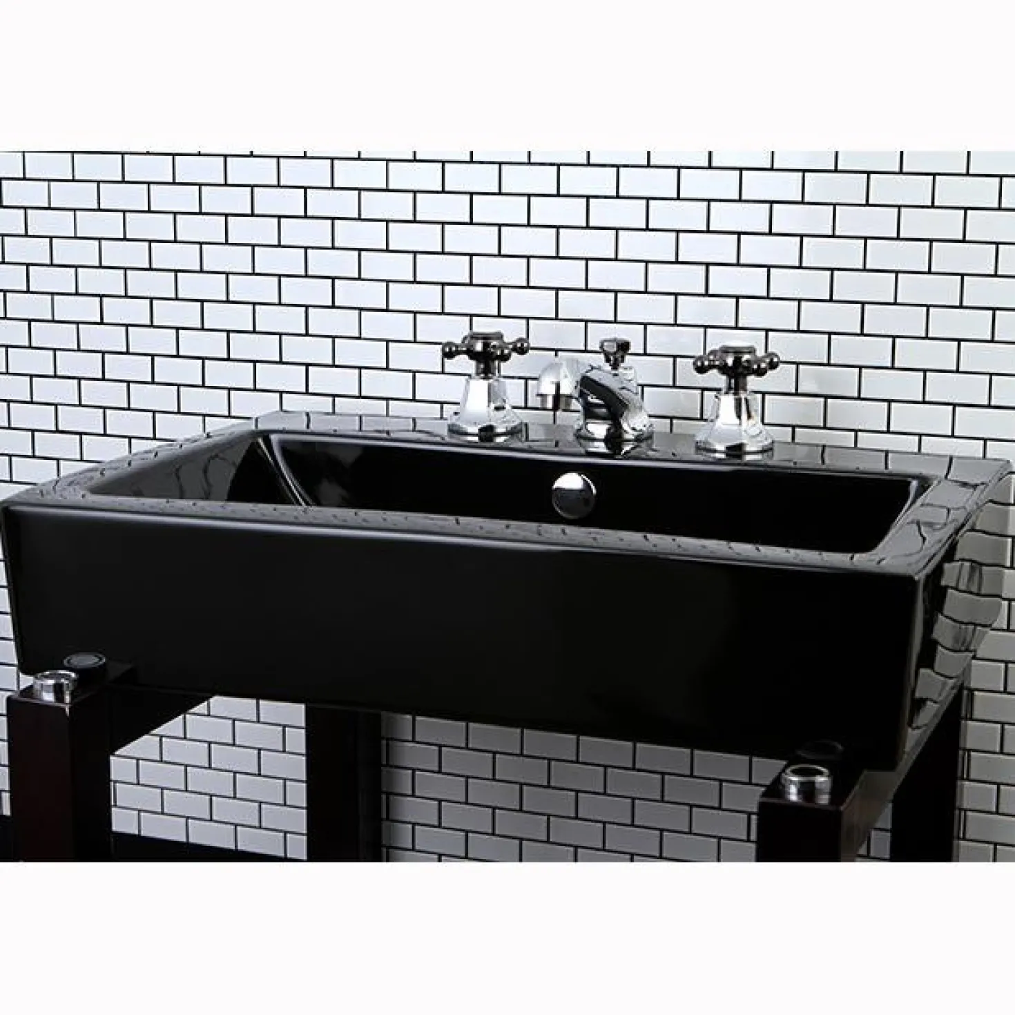 Kingston Brass Water Onyx 8" to 16" Widespread Lavatory Faucet with Brass Pop-up Drain