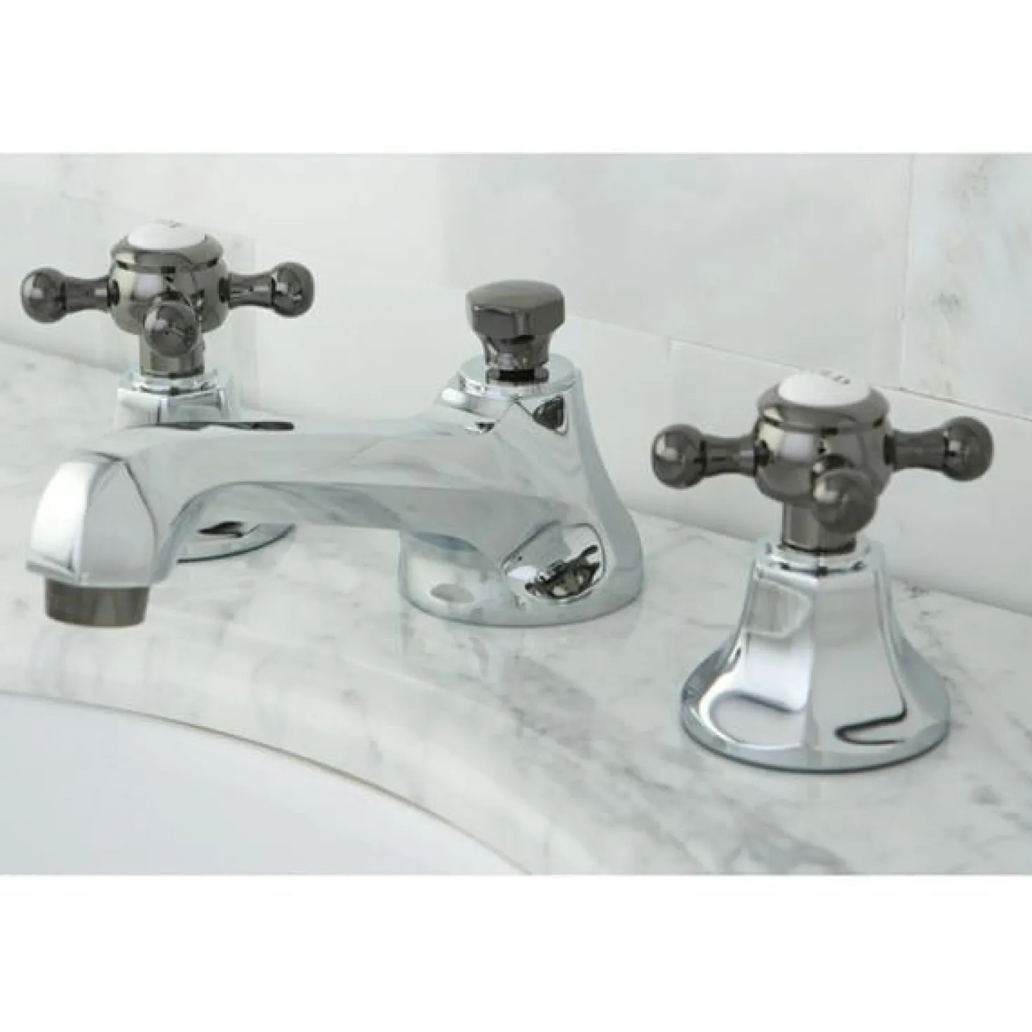 Kingston Brass Water Onyx 8" to 16" Widespread Lavatory Faucet with Brass Pop-up Drain