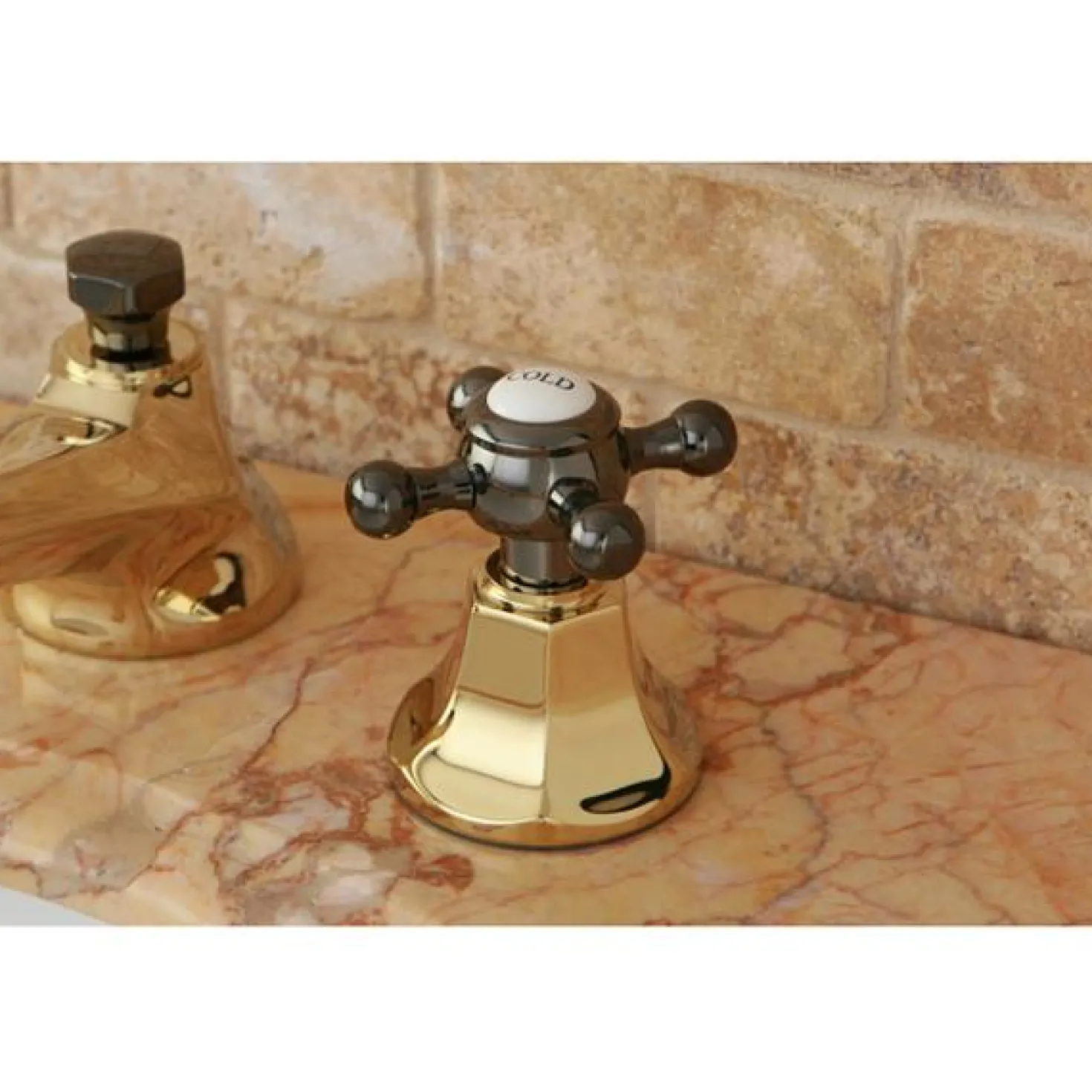 Kingston Brass Water Onyx 8" to 16" Widespread Lavatory Faucet with Brass Pop-up Drain