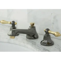 Kingston Brass Water Onyx 8" to 16" Widespread Three Hole Lavatory Faucet with Brass Pop-up Drain