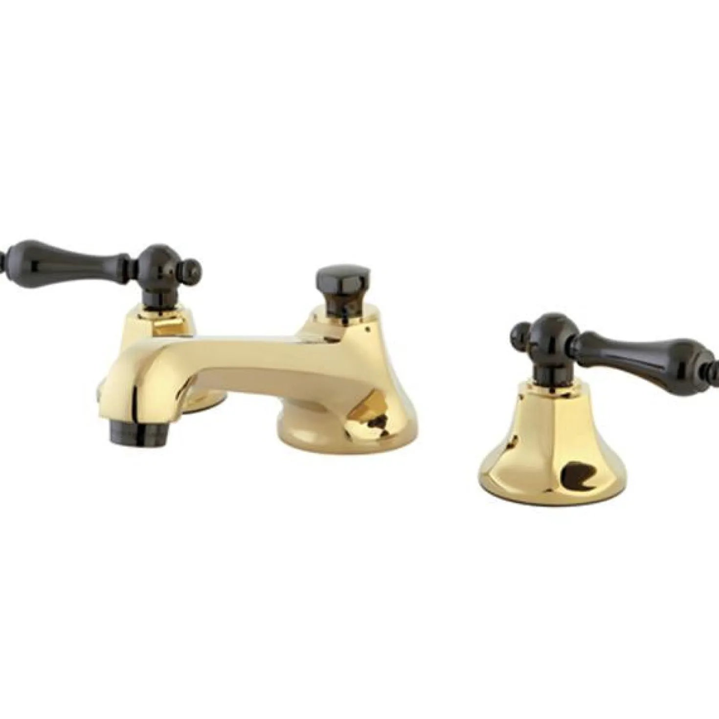Kingston Brass Water Onyx 8" to 16" Widespread Three Hole Lavatory Faucet with Brass Pop-up Drain