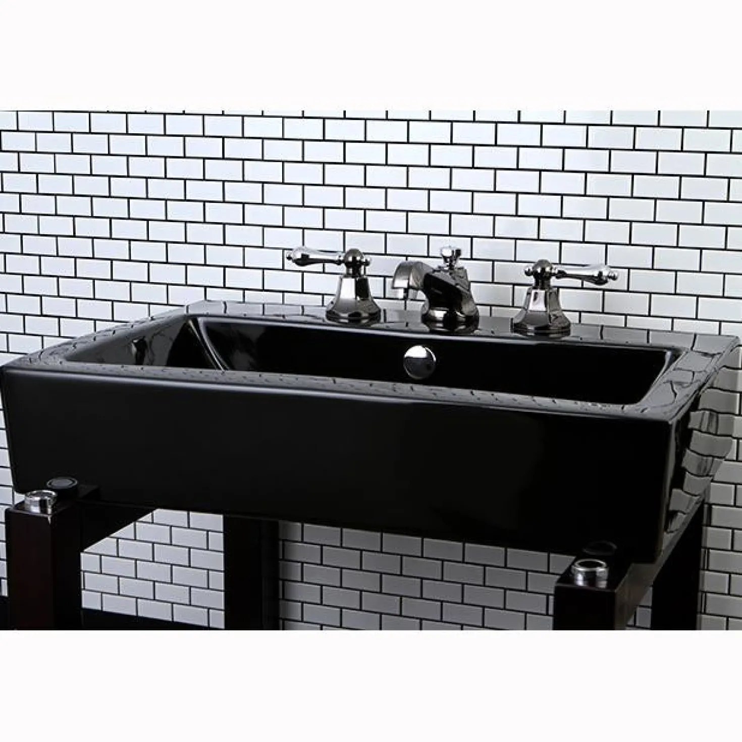Kingston Brass Water Onyx 8" to 16" Widespread Three Hole Lavatory Faucet with Brass Pop-up Drain