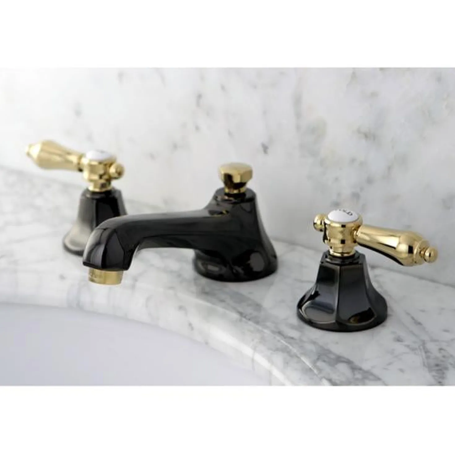 Kingston Brass Water Onyx Widespread Lavatory Faucet with Brass Pop-up Drain