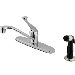 Kingston Brass Water Saving Chatham Centerset Kitchen Faucet with Single Lever Handle and Black Side Sprayer