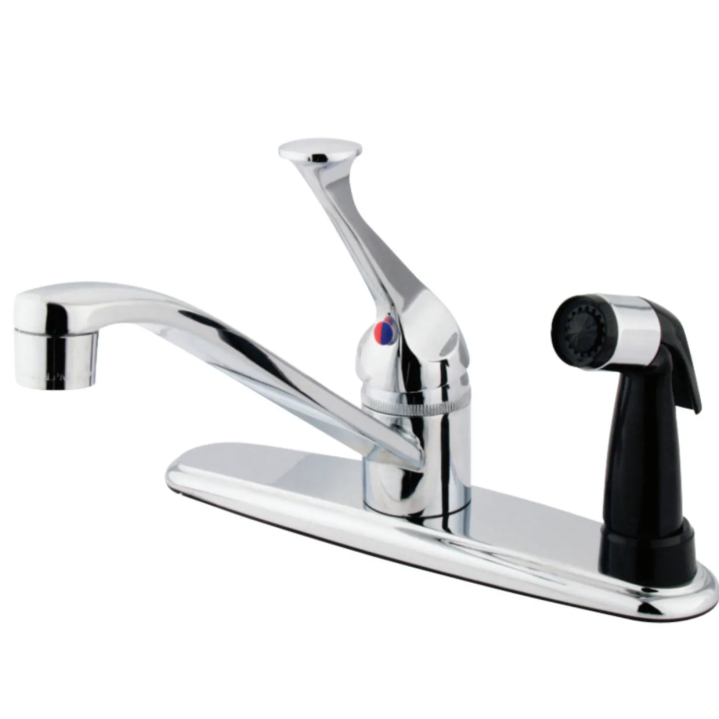 Kingston Brass Water Saving Chatham Centerset Kitchen Faucet with Single Lever Handle and Black Deck Sprayer