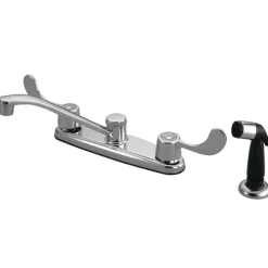 Kingston Brass Water Saving Magellan Centerset Kitchen Faucet with Blade Handles and Sprayer