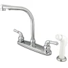 Kingston Brass Water Saving Magellan Centerset Kitchen Faucet with White Side Sprayer