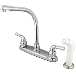 Kingston Brass Water Saving Magellan Centerset Kitchen Faucet with White Side Sprayer