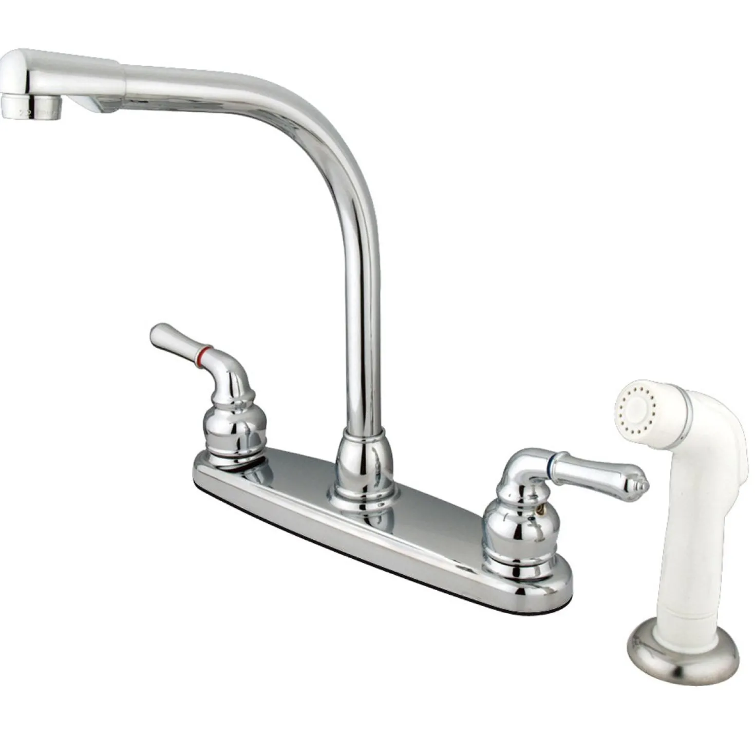 Kingston Brass Water Saving Magellan Centerset Kitchen Faucet with White Side Sprayer
