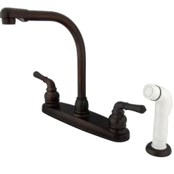 Kingston Brass Water Saving Magellan Centerset Kitchen Faucet with White Side Sprayer