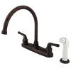 Kingston Brass Water Saving Magellan Centerset Kitchen Faucet with White Sprayer