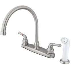 Kingston Brass Water Saving Magellan Centerset Kitchen Faucet with White Sprayer