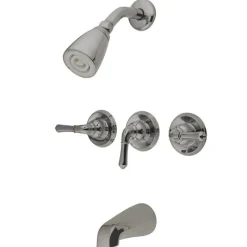 Kingston Brass Water Saving Magellan 3-Handle Tub and Shower Faucet with Water Savings Showerhead
