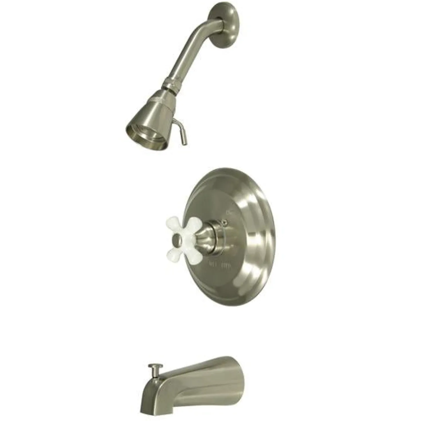 Kingston Brass Water Saving Restoration Tub and Shower Faucet with Porcelain Cross Handles