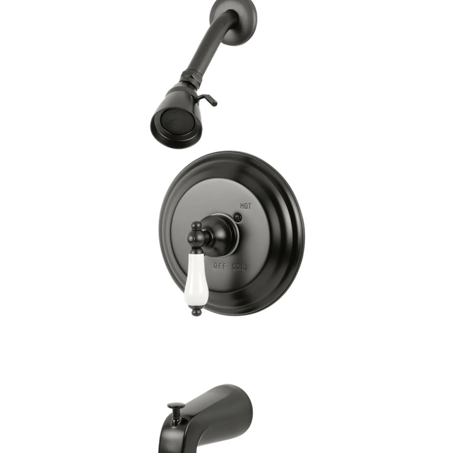 Kingston Brass Water Saving Restoration Tub and Shower Faucet with Porcelain Lever Handles
