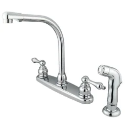 Kingston Brass Water Saving Victorian High Arch Kitchen Faucet with Sprayer and Lever Handles
