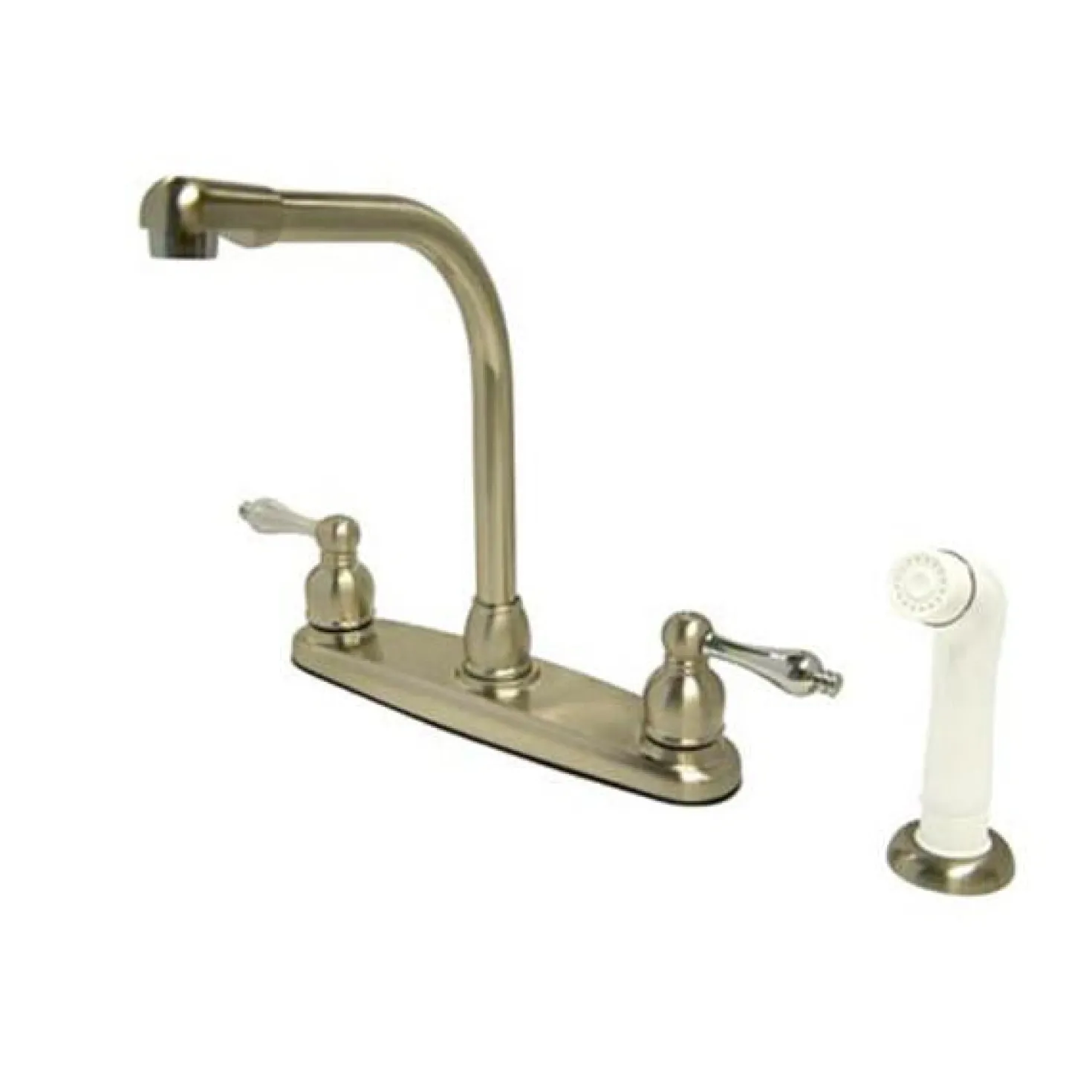 Kingston Brass Water Saving Victorian High Arch Kitchen Faucet with Lever Handles and Sprayer