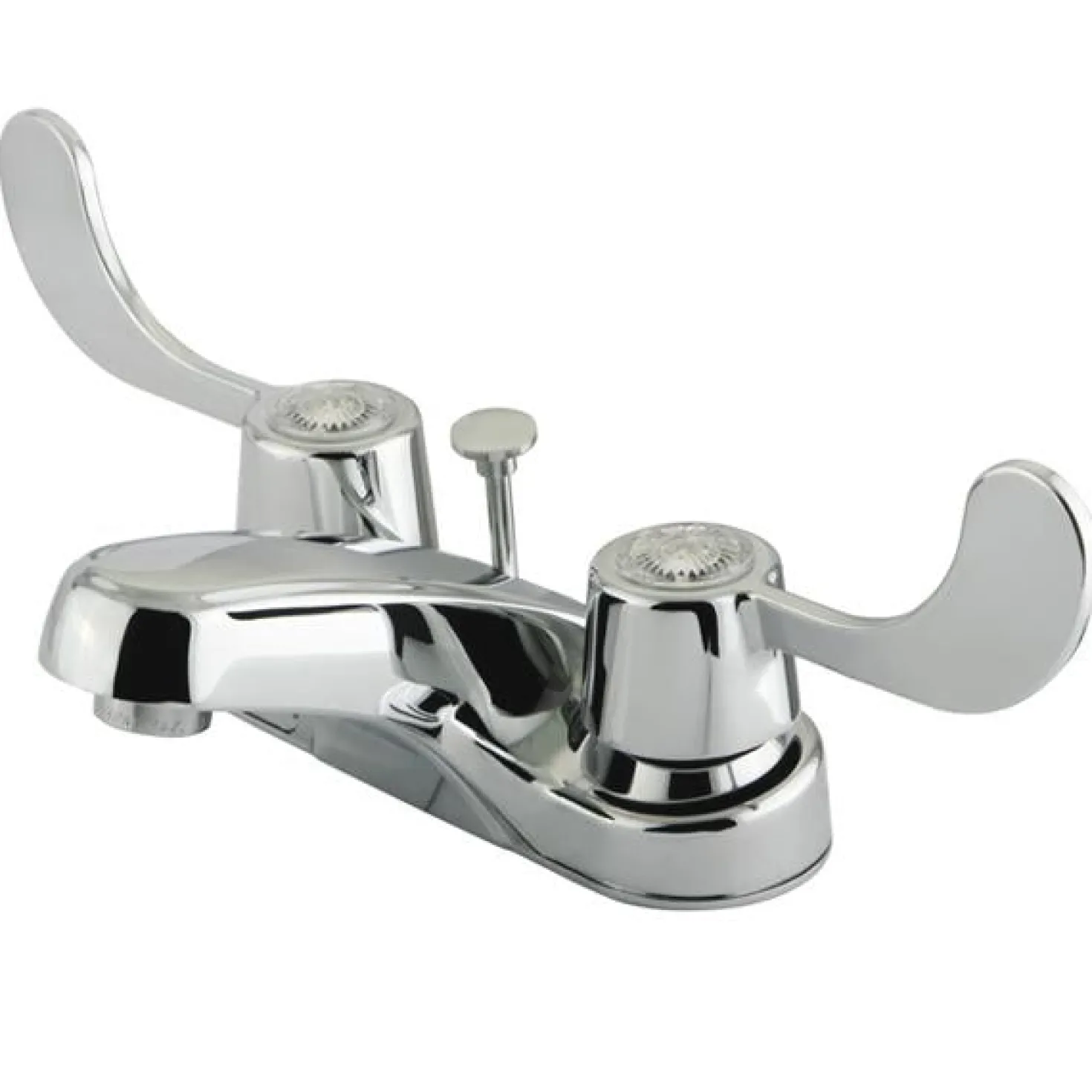 Kingston Brass Water Saving Vista Centerset Lavatory Faucet with Blade Handles and Brass Pop Up