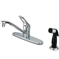 Kingston Brass Water Saving Wyndham Centerset Kitchen Faucet with Single Loop Handle and Side Sprayer