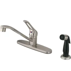 Kingston Brass Water Saving Wyndham Centerset Kitchen Faucet with Single Loop Handle and Side Sprayer