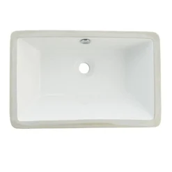 Kingston Brass White China Undermount Bathroom Sink with Overflow Hole