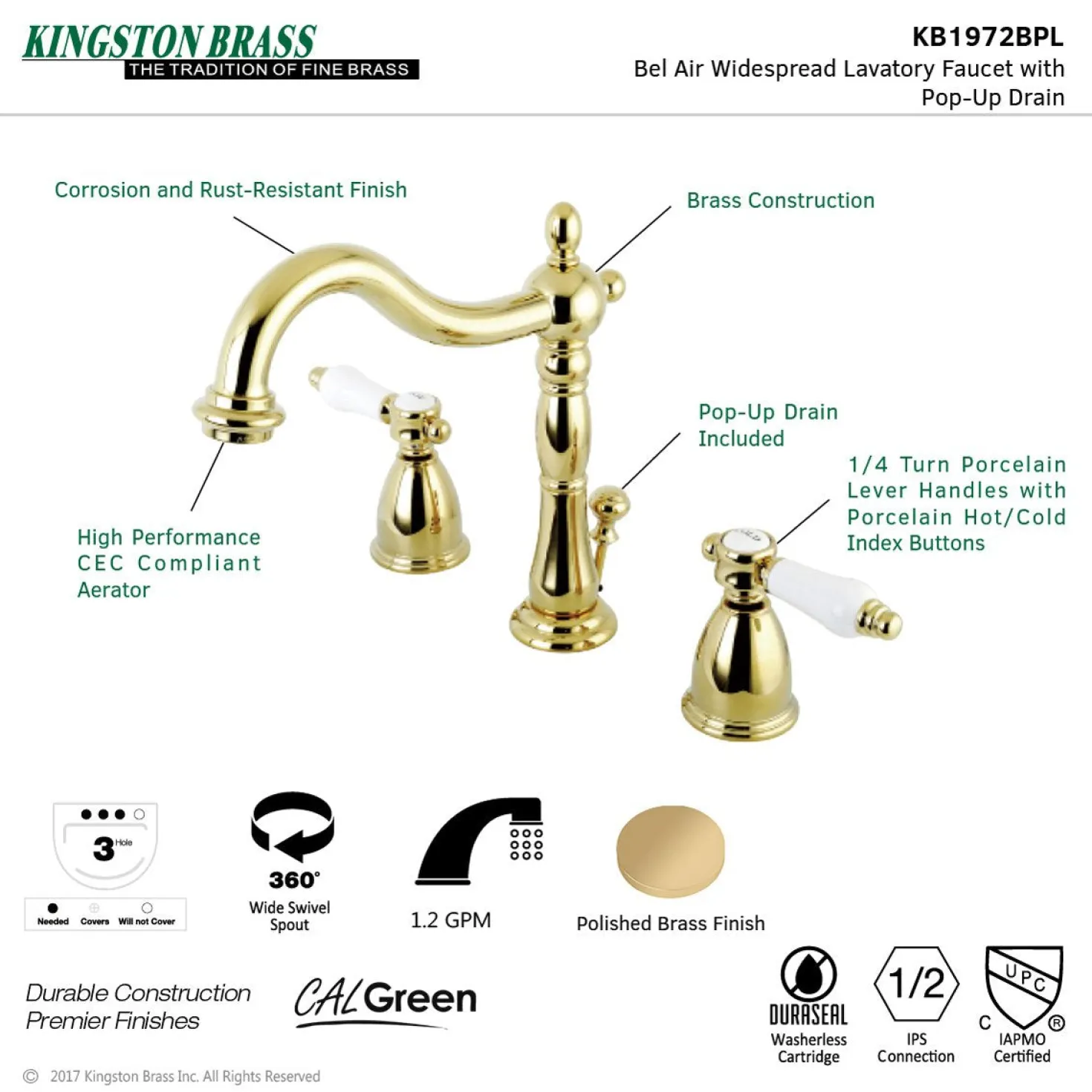 Kingston Brass 8" Widespread Bathroom Faucet