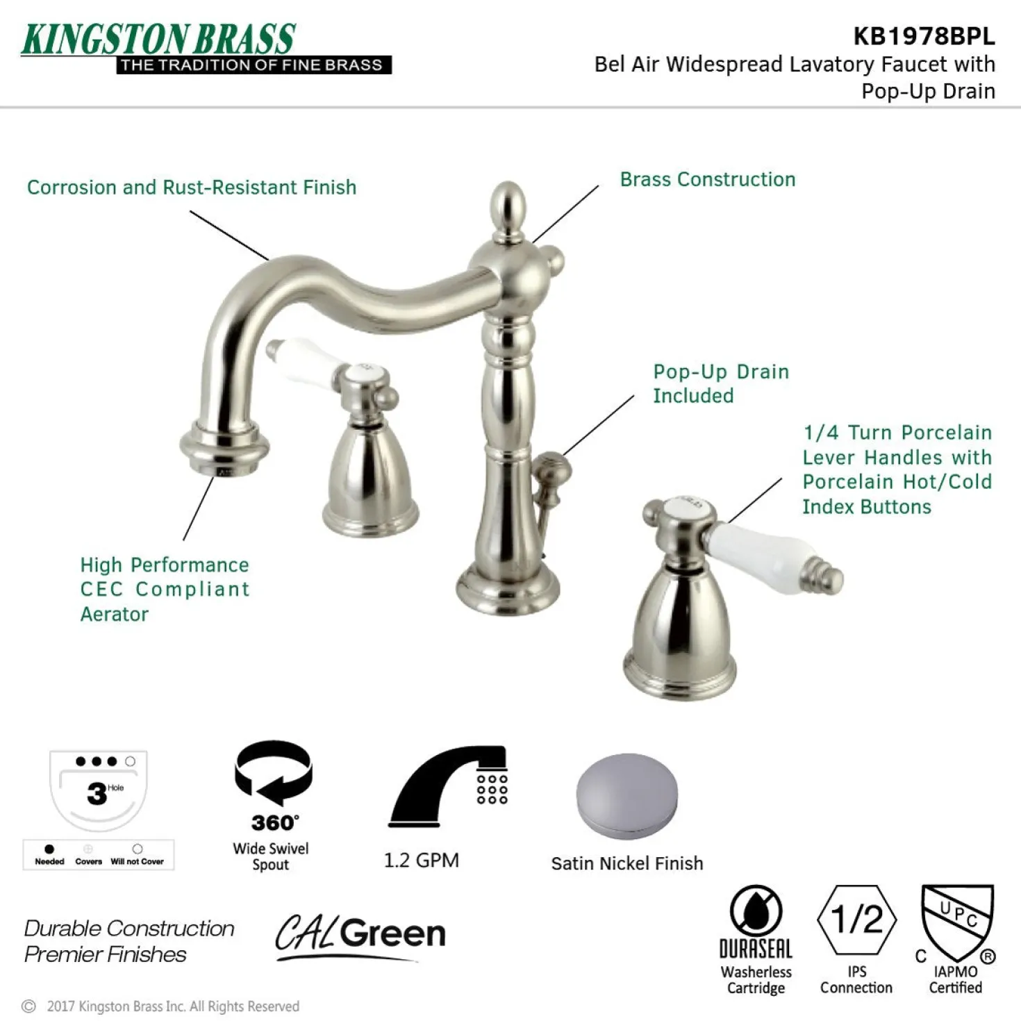 Kingston Brass 8" Widespread Bathroom Faucet