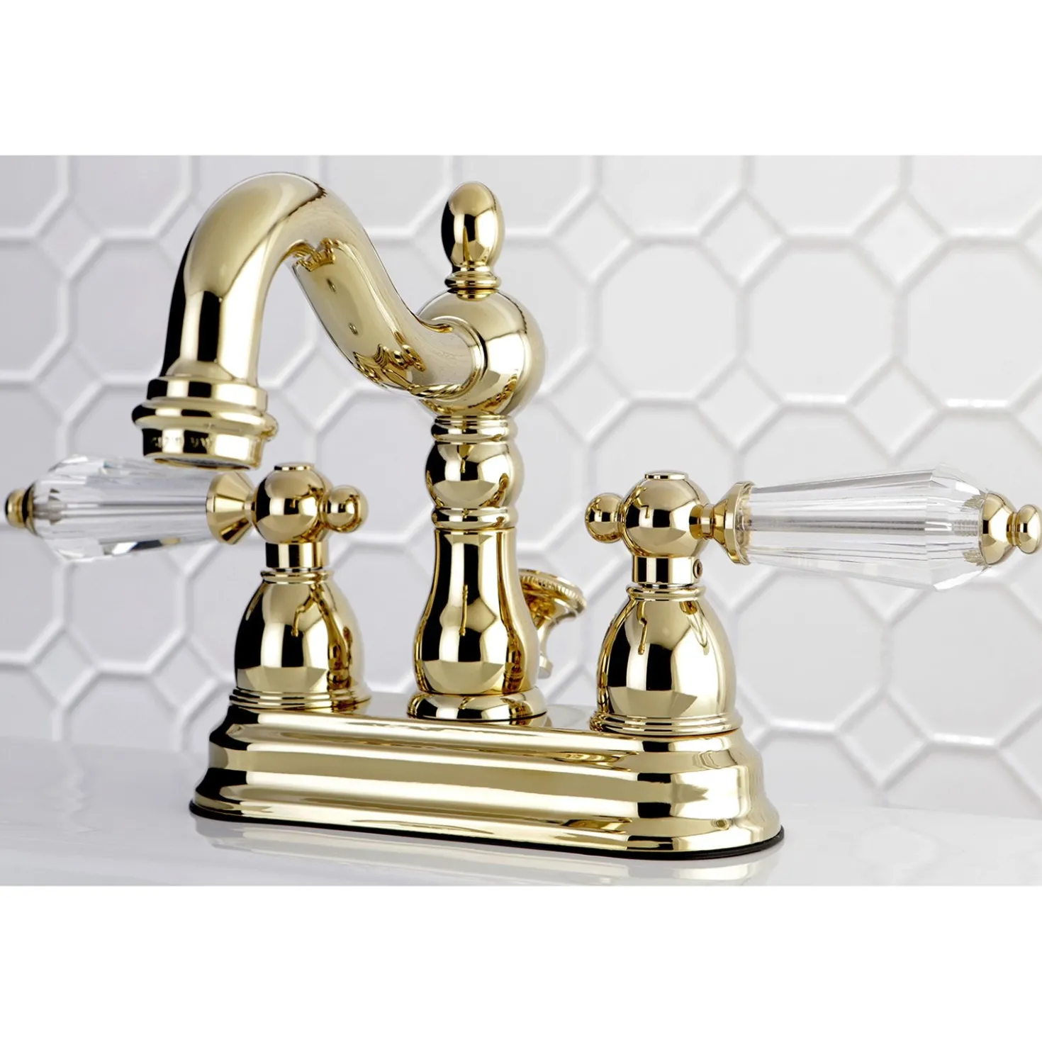 Kingston Brass Wilshire Classic 4" Centerset Lavatory Faucet with Brass Pop-up