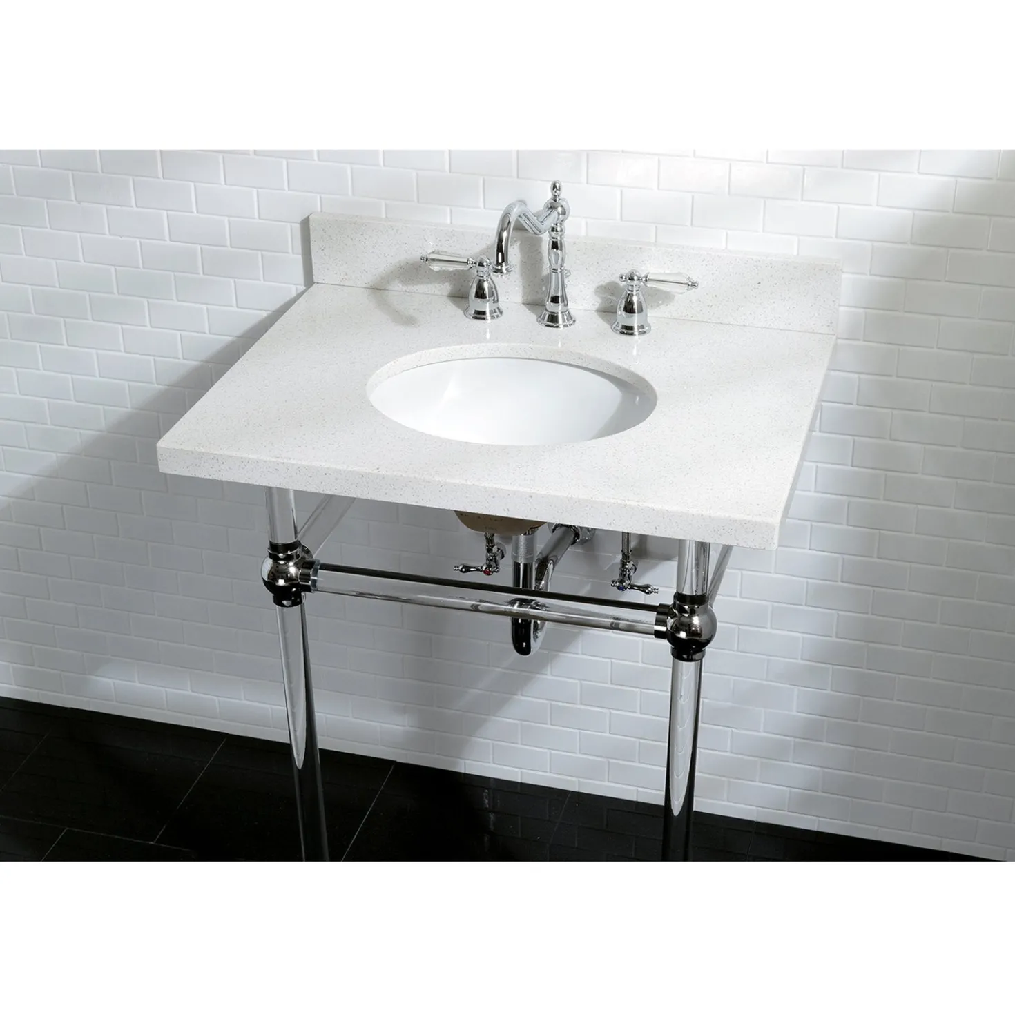 Kingston Brass Wilshire 8" to 16" Widespread Lavatory Faucet with Brass Pop-up