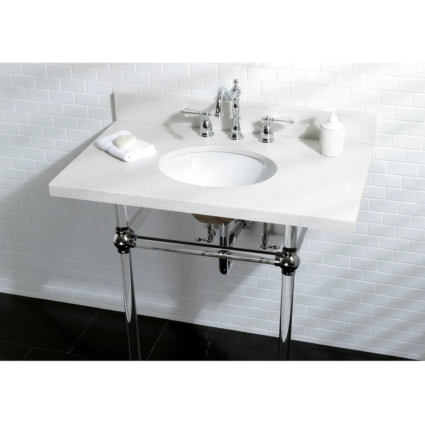 Kingston Brass Wilshire 8" to 16" Widespread Lavatory Faucet with Brass Pop-up
