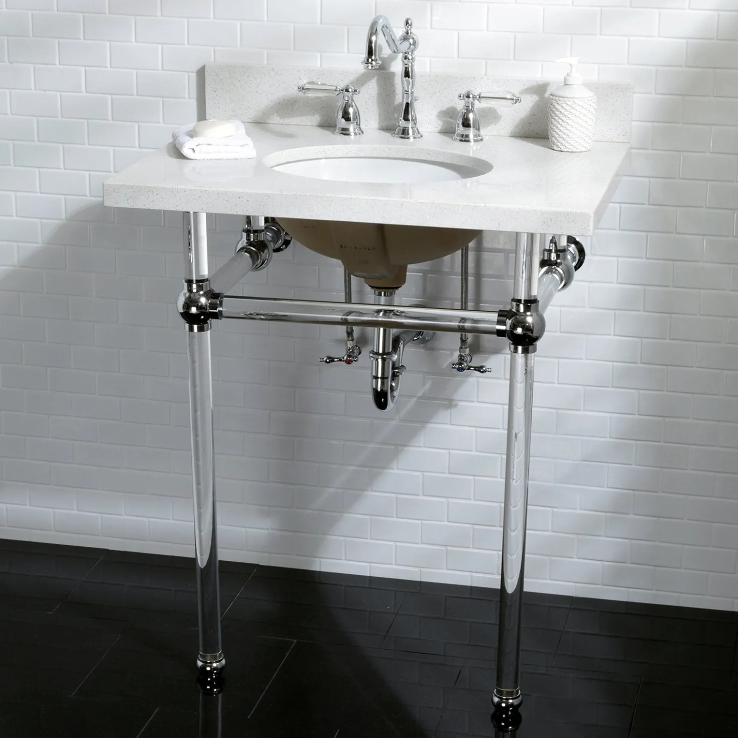 Kingston Brass Wilshire 8" to 16" Widespread Lavatory Faucet with Brass Pop-up