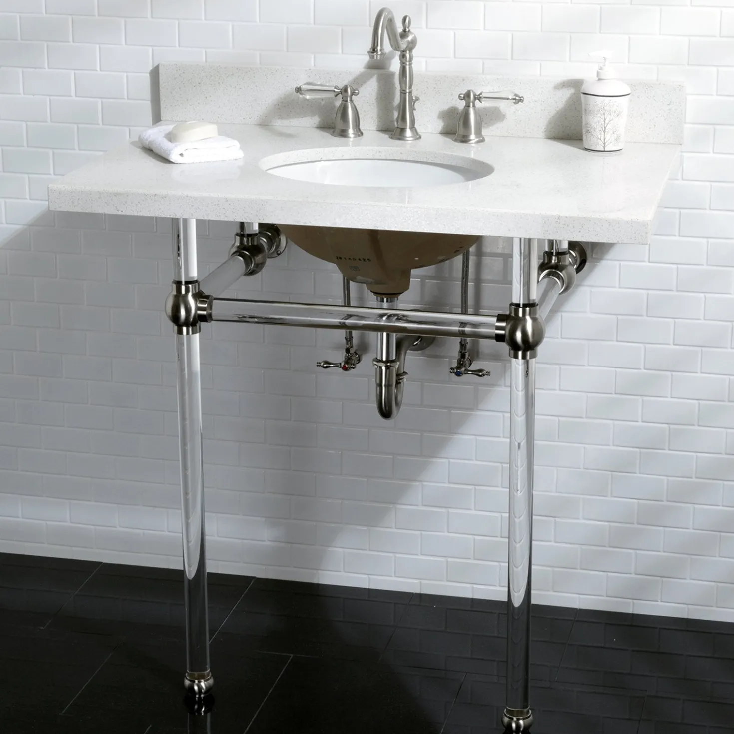Kingston Brass Wilshire 8" to 16" Widespread Lavatory Faucet with Brass Pop-up