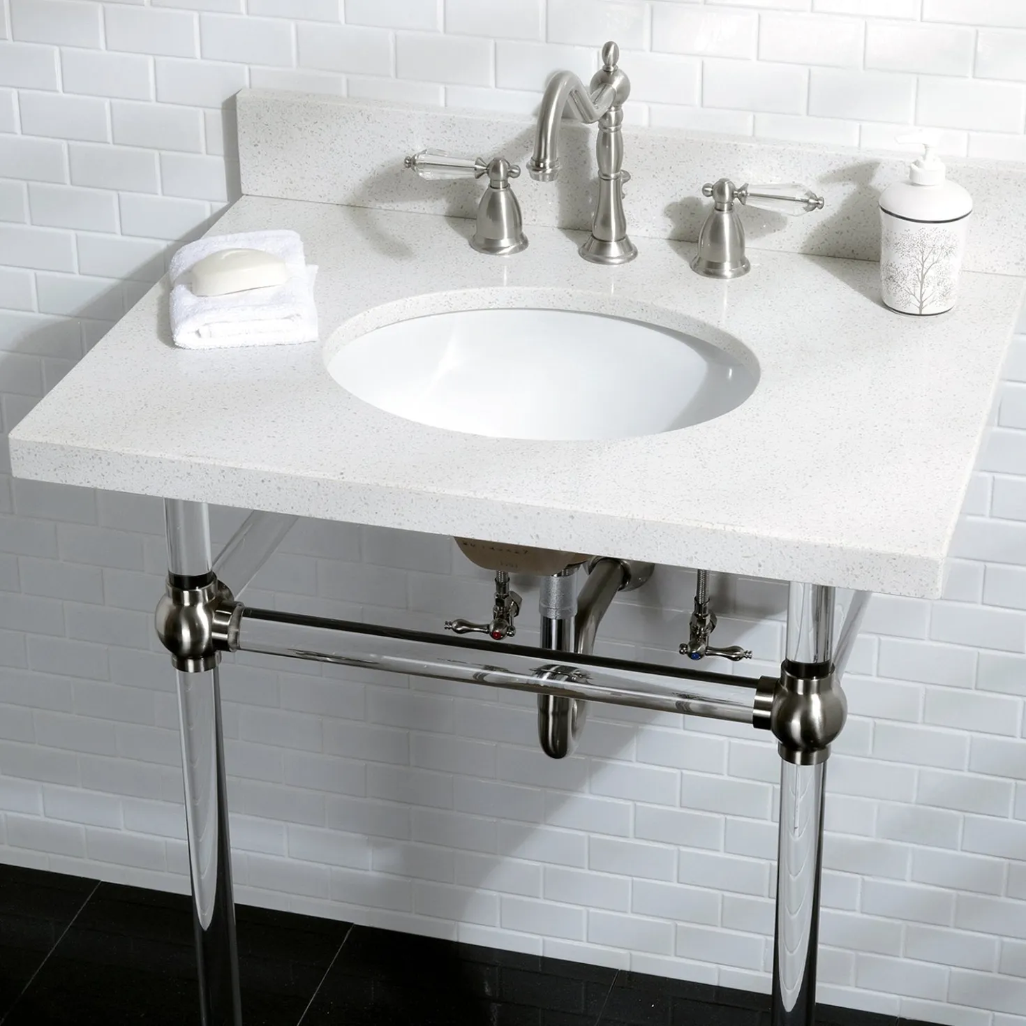 Kingston Brass Wilshire 8" to 16" Widespread Lavatory Faucet with Brass Pop-up