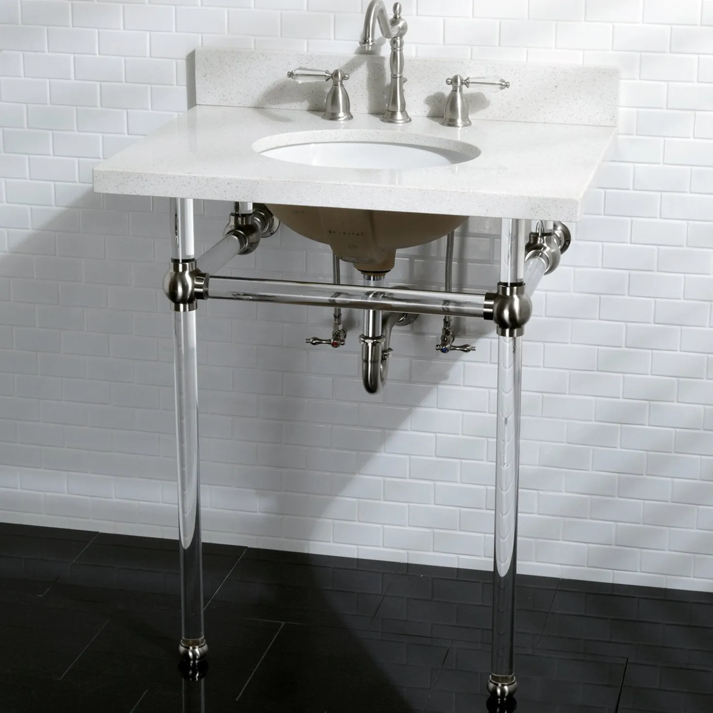 Kingston Brass Wilshire 8" to 16" Widespread Lavatory Faucet with Brass Pop-up
