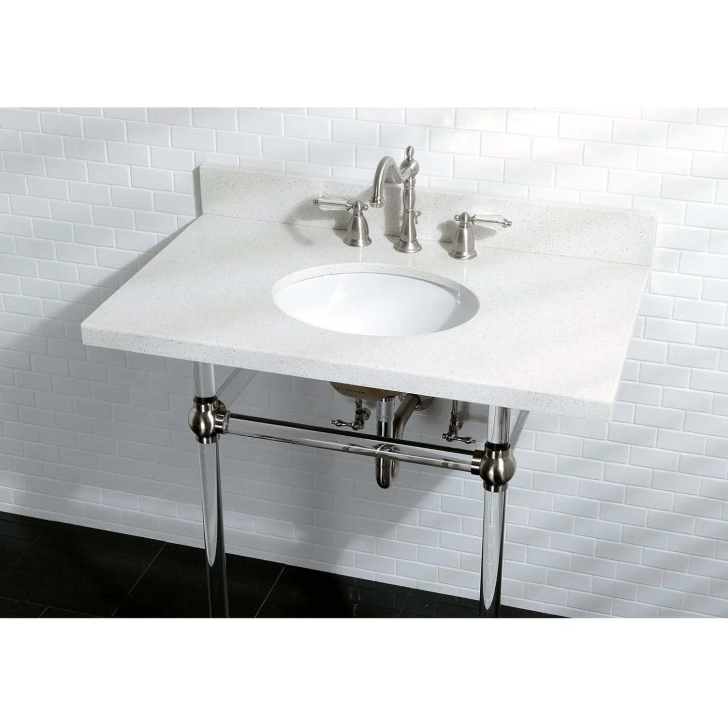 Kingston Brass Wilshire 8" to 16" Widespread Lavatory Faucet with Brass Pop-up