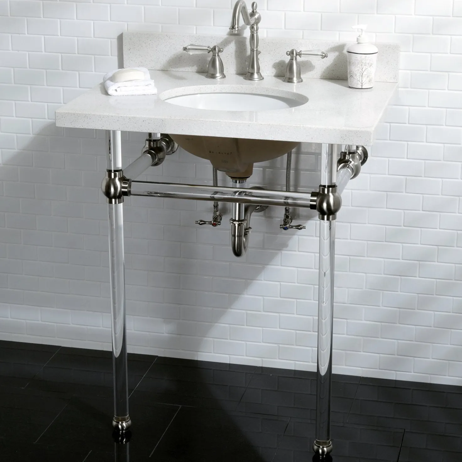 Kingston Brass Wilshire 8" to 16" Widespread Lavatory Faucet with Brass Pop-up